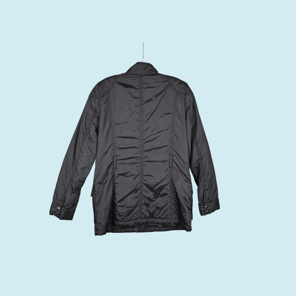 Banana Republic Coat Women's Medium Black Quilted Puff Fall Jacket Zip Pockets - Picture 7 of 11